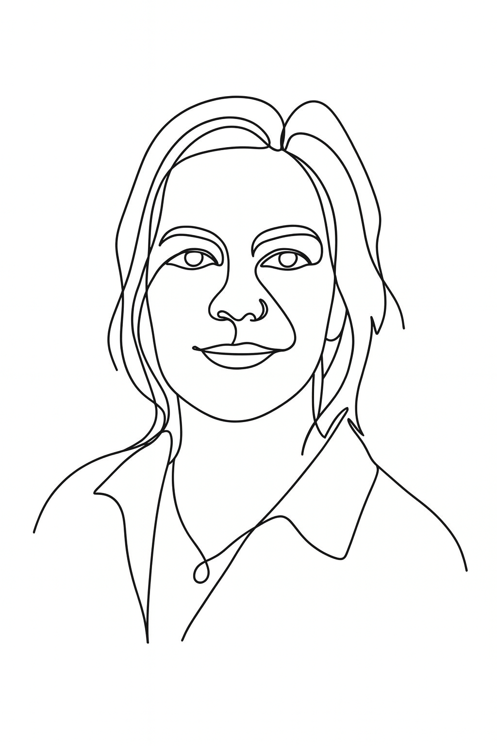 Zelfportret Katrien Van Opstal in fineline-stijl